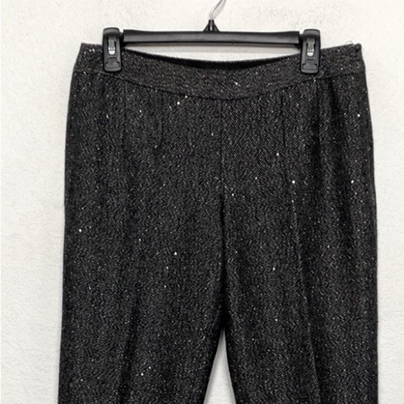 Talbots Wool Blend Black & Gray Tweed Sequin Trousers Size 6P - Picture 2 of 8